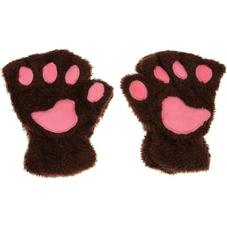 Gloves for Women Girls Winter Cat Paw Gloves Coffee Plush G DXGHC