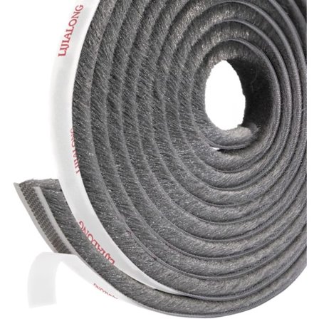 Tætningsliste til vinduer, 5 m (L) x 9 mm (B) x 9 mm (T) Vindues- og dørtætning, selvklæbende børstetætningsliste til skydedøre (Grå)