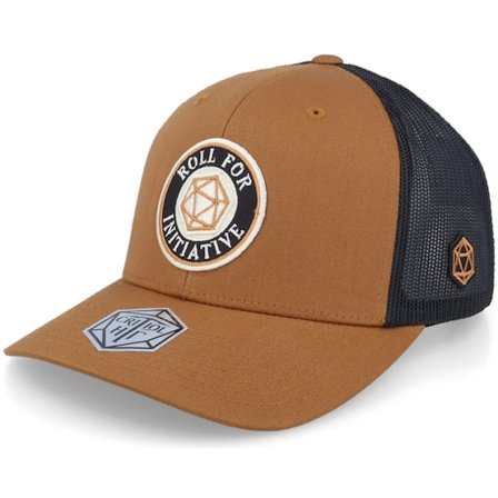 Critiql Hit - Roll For Initiative Logo Caramel/Black Trucker Trucker Brown Cap - @ Hatstore