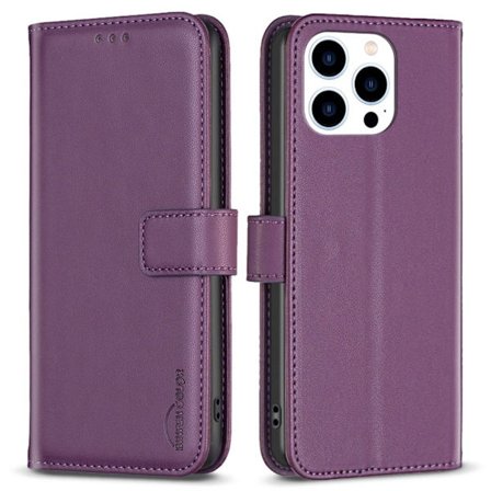Binfen Color iPhone 14 Pro Wallet Cover Stand Card Holder - Dark Purple