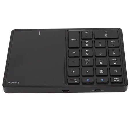 2 i 1 Trådløst Nummertastatur Touchpad 22 Taster Trådløs BT4.2 2.4G Type C Lading 500mAh Batteri Numerisk Tastatur Svart