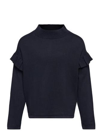 Ruffled Detail Sweater Pullover Marineblå Mango*Betinget Tilbud