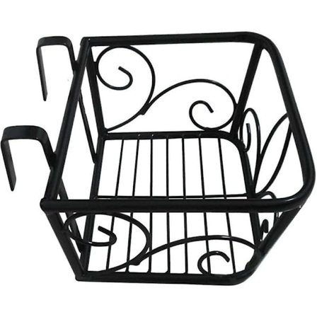 Balkong Hängande Blomkruka Ställ Staket Metall Kruka Ställ Fyrkantig Monterad Växtkorg Hylla Inomhus Utomhus Trädgård (Storlek: Medium, Färg: Svart