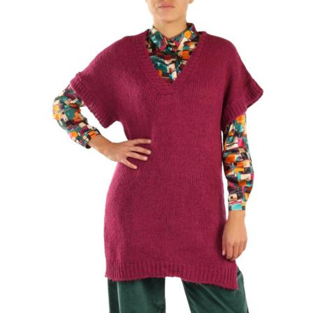 NIU V-neck Strik Lilla, Dame Striktrøjer