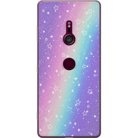 Kompatibelt Mobildeksel til Sony Xperia XZ3 Rainbow-farget pastellbakgrunn med hvite stjerner og gnistrende prikker i myk overgang