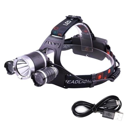 Silver-Huvudlampa LED-lampa USB Laddningsbar 3000Lm