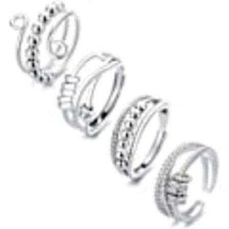 4 st Kvinnors Fidget Spinner Ringar Öppna Snurr Knogringar Stapelbara Ringar Justerbara Ringar Rostfritt Stål