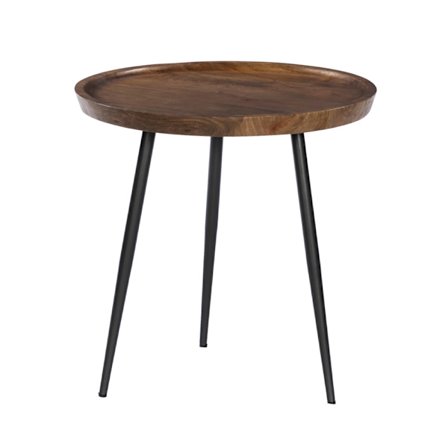 Sohvapöytä, pähkinäpuu, musta metallirunko, 55x55x55 cm