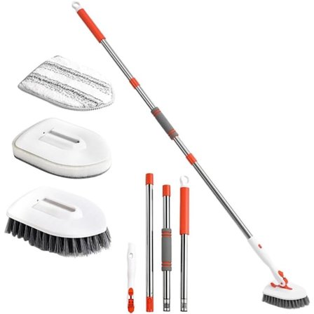 1 sæt multifunktionel badeværelsesfliserensebørste, hårdt hår og støv langskaftet børste, til gulve, vægge og hjørner, forebyggende brusebad, køkken