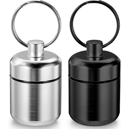 stk. Pilleæske nøglering, vandtæt pilleæske, mini pilleæske vandtæt bærbar pilleæske metal pilleæske mini pilleæske med nøglering medicinopbevaring