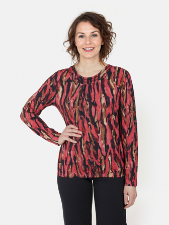 BRANDTEX - Langærmet T-shirt - Rød Mix - Mønstret
