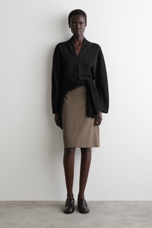 COS Women's Blusa Con Collo Drappeggiato in Nero