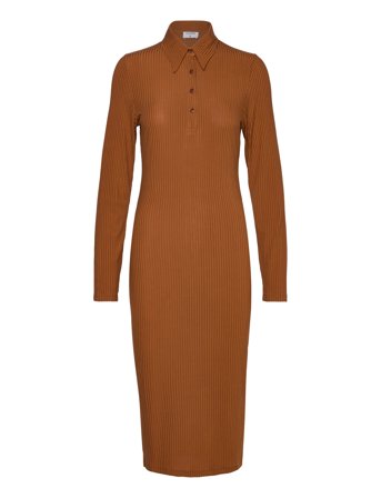 Jersey Rib Polo Dress Brown Filippa K
