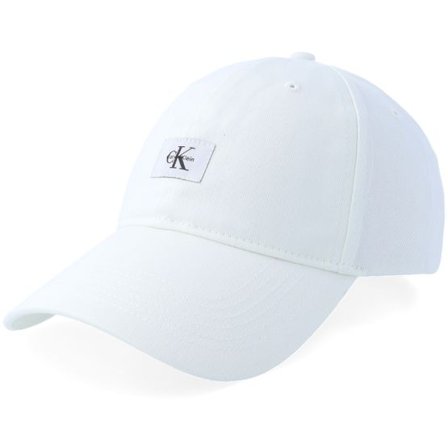 Calvin Klein - Vit unconstructed Keps - Monologo Woven Patch Bb Cap Bright White Dad Cap @ Hatstore