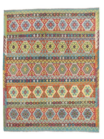 Kelim Afghan Old Style Matot Käsinkudottu 248X304 Matto Vihreä/Ruskea Afganistan