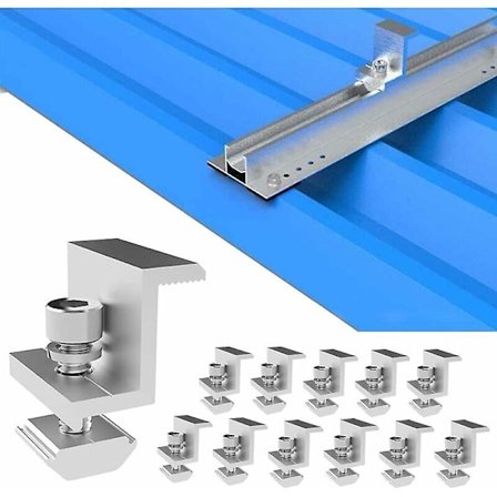 12-pack Solpanel Fäste, Solcells Ändterminal, Justerbar Bredd, Fotovoltaisk Fäste, Solfäste för Solpanel (30mm)