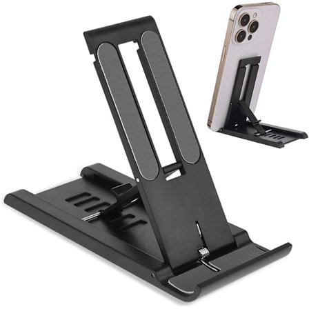 Sammenleggbart Mini Mobiltelefonstativ, 6-girs Vinkeljusterbart Mobiltelefonholder Portabelt Nettbrettstativ Holder Skrivebord Mobilholder 