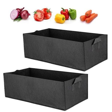 2-pack rektangulär odlingspåse, fyrkantig planteringsbehållare utomhus trädgård filt kruka