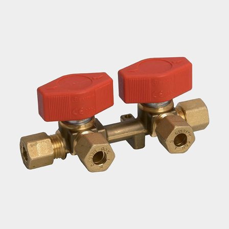 Gashane, dobbelt, passer til 8 mm rør