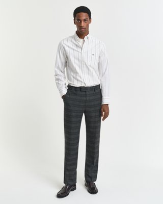 GANT - Slim fit glen check dressbukser til herre antracit melange