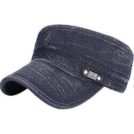 Unisex Cadet Armé Kasket Justerbar Flad Top Kasket Vasket Bomuld Militær Hat Baseball Kasket Navy