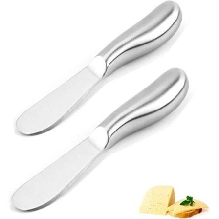 Smørkniv - Sett med 2 - Rustfritt stål - Ergonomisk håndtak - Mini kjøkkenkniv - 14 x 2 cm