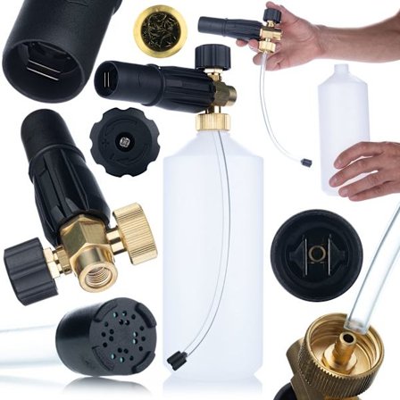 Skumkanon S0401 1000ml – Justerbar Stråle | Rustfri Dyse 1,23mm | G1/4F | Kompatibel med Kärcher, Nilfisk