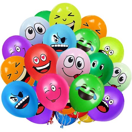 50 stk. 30 cm Emoji Balloner, Farverige Smiley Ansigtsfest Balloner til Fødselsdag, Baby Shower, Karneval & Dekorationer - Sjov Emotion