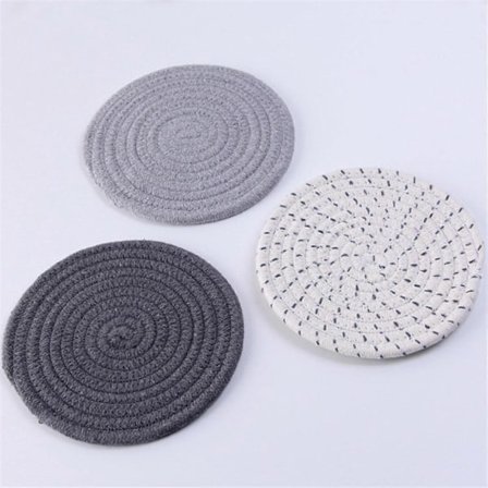 3 st Flätad Bomullsrep Trippod, Flätad Rund Isolerad Bordstablett, Värmeställ för Gryta och Panna