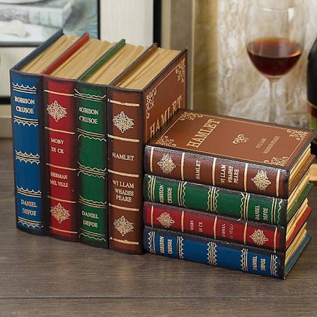 2 Pakke Dekorative Bokser Tre Antikke Bokdekorasjoner Vintage Bok Oppbevaringsboks Dekorasjoner Vintage Bok