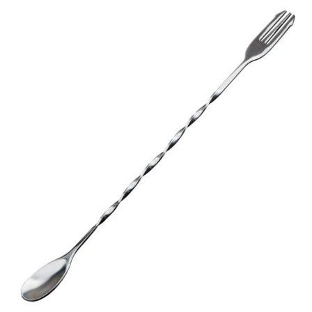 Cocktail -lusikka haarukalla ruostumaton 32 cm