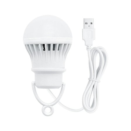 5-pak 3W USB-drevet LED-lampepære 300lm 6500K Bærbar Lan, ZQKLA