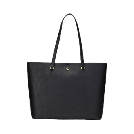 Lauren Ralph Crosshatch Leather Large Karly Tote Handväskor Dam Svart ONESIZE