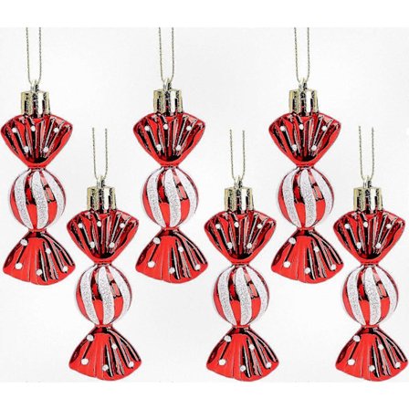 6-8 cm Mini Søde Julekugler, Skinnende Glitter Juletræspynt i Rød, Pakke med Festlig Pynt