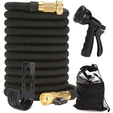 Expanderbar och hopfällbar trädgårdsslang Teleskopisk vattenslang 8 lägen Vattenspruta med mässingsanslutning för trädgårdsbevattning och rengöring-