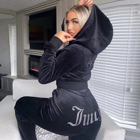 Dam Juicy Couture træningsdragt i velour, todelt, sort, S black