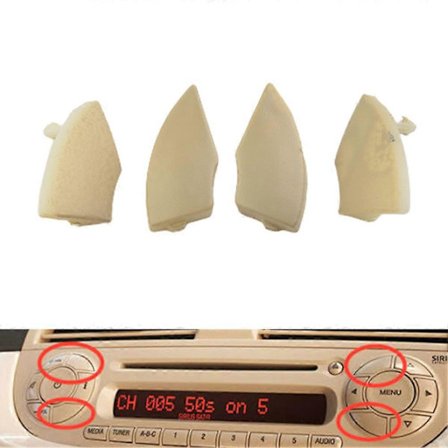 4 stk. Dæksler Beige Fjernelsespunkthuller Til Fiat 500 radio cd Knapknapper trimdele Reservedele Holdbar Praktisk