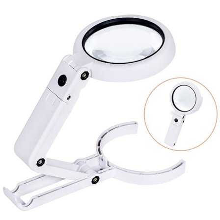 5X 11X Håndholdt forstørrelsesglas, bordforstørrelsesglas med foldeholder med 8 LED-lys, oplyst læseforstørrelsesglas til inspektion, 193*90*26mm