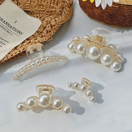 4 stk. store perleklemmer til kvinder og piger til tykt og fint hår F