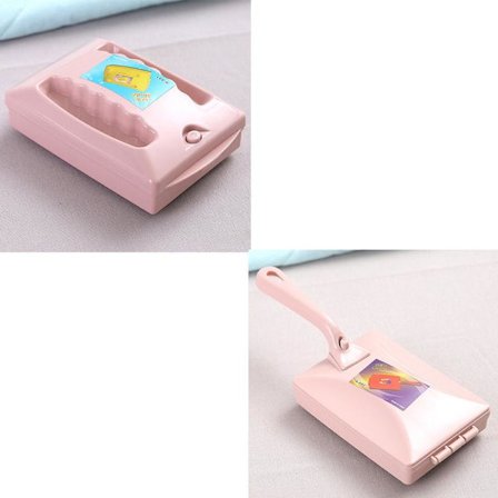 Rengøringsbørste til husholdningen, dobbelt rulle støvbørste, stor børste med langt håndtag til tæpper, sofa, elektrostatisk støvfjerner og børste til