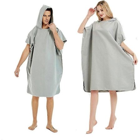 Skiftekåbe Hætte Håndklæde Poncho Til Strandbadning Svømning Surf Hurtigtørrende Mikrofiber Håndklæder Til Voksne Teenagere (Grå)