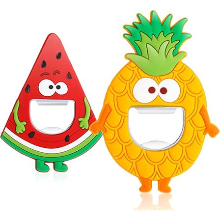 2 stk. kjøleskapsmagnet flaskeåpner i metall og silikon