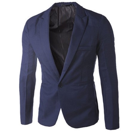Herr Slim Fit En Knapp Solid Blazer Business Casual Kostymrock navy blue