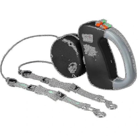 (pow yeah!) Dobbelt Hundesnor, Udtrækkelig Snor til To Hunde, Dobbelt Snor til 2 Hunde, Sort