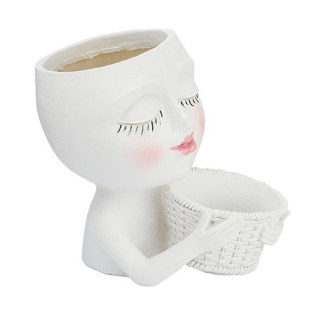 Kreativ Dobbelt Ansigt Blomsterpotte Resin Mannequin Plantekasse