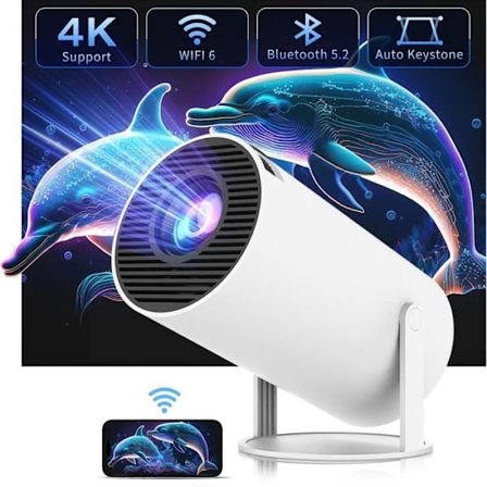 (hy300) Bærbar videoprojektor - ISINBOX - 4K - 1600 lumen - WiFi 2.4/5G - Bluetooth 5.2