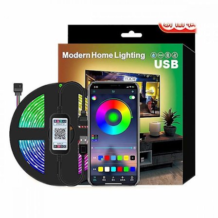 Ljus Bakgrund Tv Ljus Led Wifi Intelligent 5m Rgb Led Ljusband Flerfärgad Applikation Ljus St