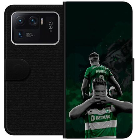 Yhteensopiva Lompakkokotelo Xiaomi Mi 11 Ultra Neonmotiivi, jossa teksti "Gaming is in my DNA" sinisenä ja punaisena tiiliseinällä, jossa loistava DNA