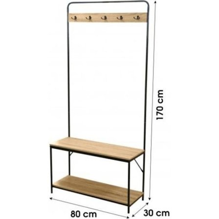 XL Klædestativ med 2 Hylder, Skoopbevaring, Entré Garderobe - 80x 30 x H.170 cm