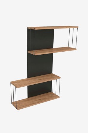 Hanah Home - Vägghylla Destan - Mörkgrå, Furu - Brun - Vägghyllor - Från Homeroom